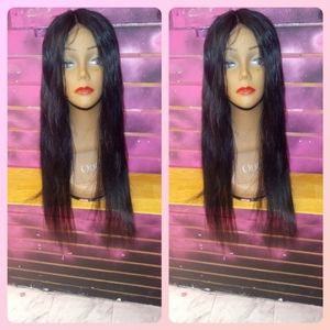 22" Brazilian straight unprocessed glueless human hair wig